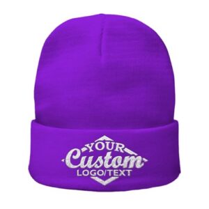 Purple knitted beanie winter hat